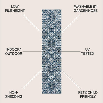 Amora Traditional Mediterranean Tile Design Indoor/Outdoor Area Rug